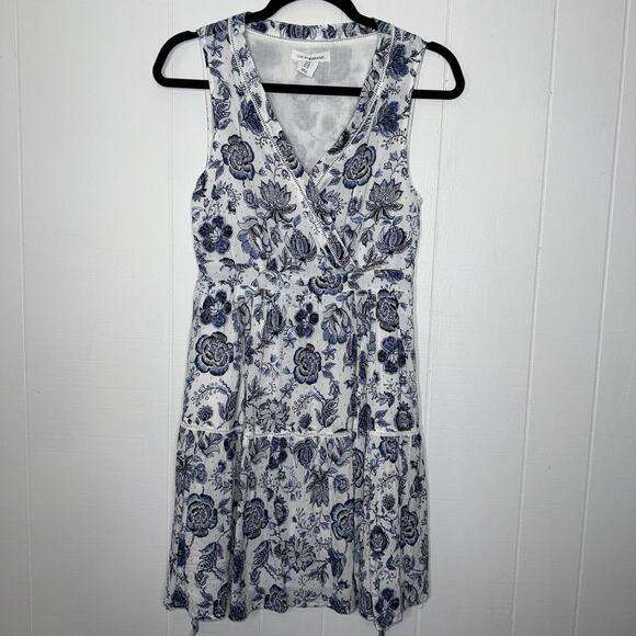 Lucky Brand Women’s Floral A Line Dress Blue White Sleeveless Size 6 - Picture 1 of 6